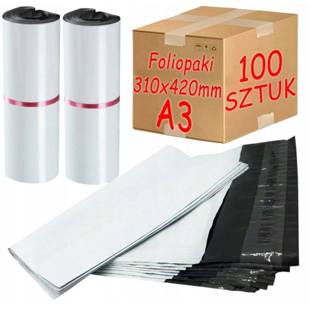 Foliopaki kurierskie białe foliopak do pakowania A3 310x420 mm - 100 szt.