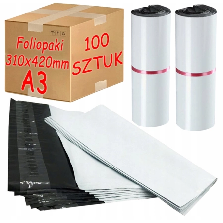 Foliopaki kurierskie białe foliopak do pakowania A3 310x420 mm - 100 szt.
