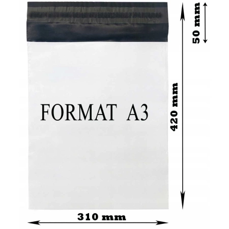 Foliopaki kurierskie białe foliopak do pakowania A3 310x420 mm - 100 szt.