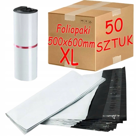 Foliopaki kurierskie białe foliopak do pakowania XL 500x600mm - 50 szt.