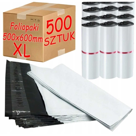 Foliopaki kurierskie białe foliopak do pakowania XL 500x600mm - 500 szt.