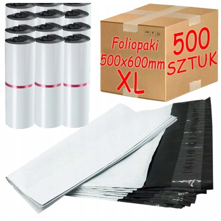 Foliopaki kurierskie białe foliopak do pakowania XL 500x600mm - 500 szt.