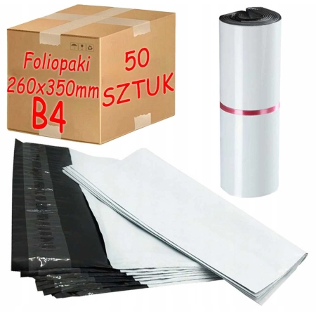 Foliopaki kurierskie białe foliopak do pakowania B4 260x350mm - 50 szt.