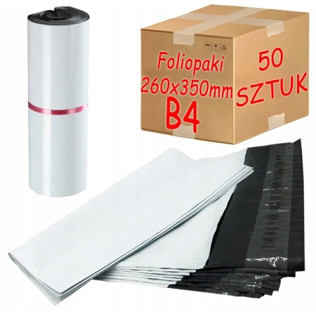 Foliopaki kurierskie białe foliopak do pakowania B4 260x350mm - 50 szt.