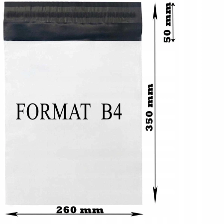 Foliopaki kurierskie białe foliopak do pakowania B4 260x350mm - 100 szt.