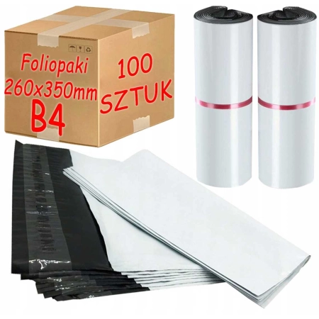 Foliopaki kurierskie białe foliopak do pakowania B4 260x350mm - 100 szt.