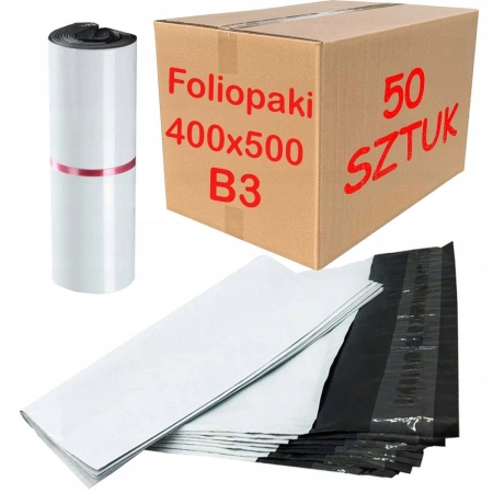 Foliopaki kurierskie białe foliopak do pakowania B3 400x500mm - 50 szt.
