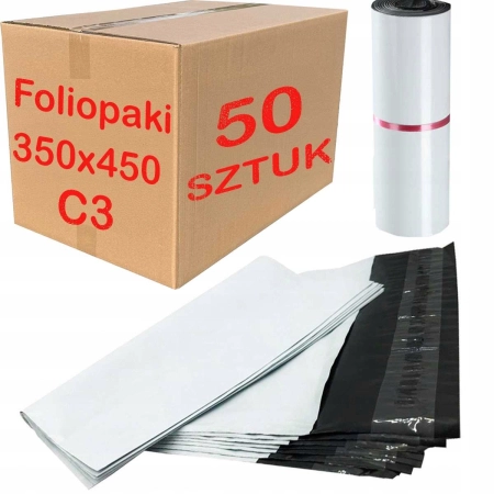 Foliopaki kurierskie białe foliopak do pakowania C3 350x450mm - 50 szt.