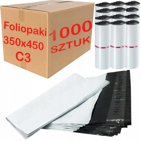 Foliopaki kurierskie białe foliopak do pakowania C3 350x450mm - 1000 szt.