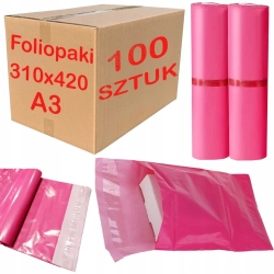 Foliopaki kurierskie różowe foliopak do pakowania A3 310x420mm - 100 szt.