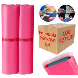 Foliopaki kurierskie różowe foliopak do pakowania B4 260x350mm - 100 szt.