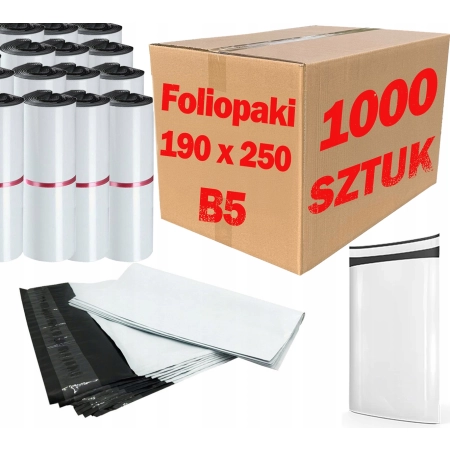 Foliopaki kurierskie białe foliopak do pakowania B5 190x250mm - 1000 szt.
