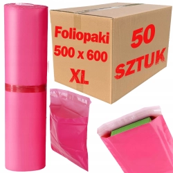 Foliopaki kurierskie różowe foliopak do pakowania XL 500x600mm - 50 szt.