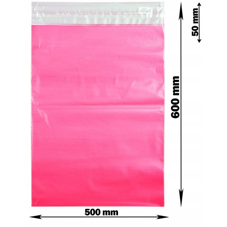 Foliopaki kurierskie różowe foliopak do pakowania XL 500x600mm - 100 szt.