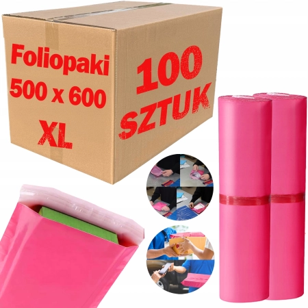 Foliopaki kurierskie różowe foliopak do pakowania XL 500x600mm - 100 szt.