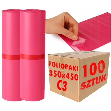 Foliopaki kurierskie różowe foliopak do pakowania C3 350x450mm - 100 szt.