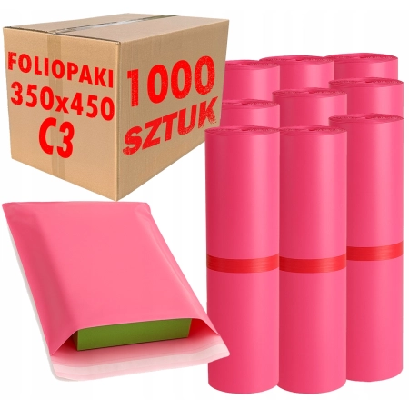 Foliopaki kurierskie różowe foliopak do pakowania C3 350x450mm - 1000 szt.
