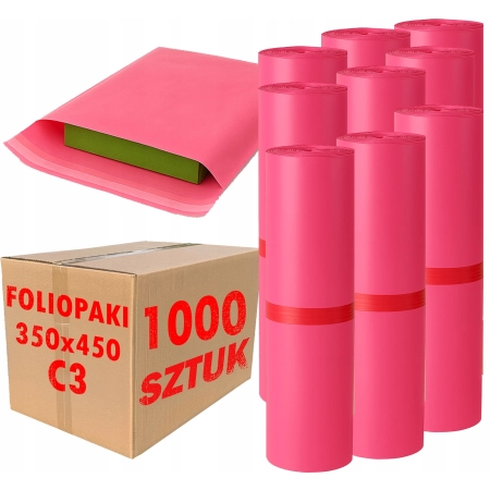 Foliopaki kurierskie różowe foliopak do pakowania C3 350x450mm - 1000 szt.
