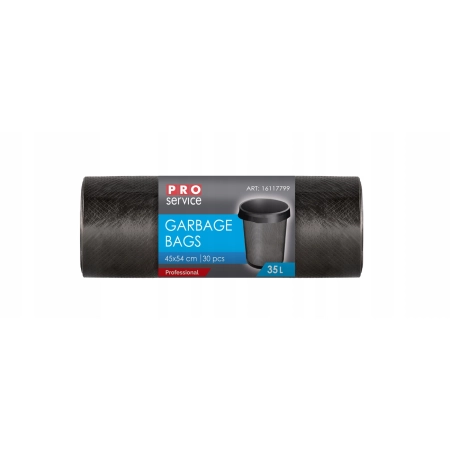 Mocne solidne worki na śmieci z folii HDPE PRO 45x54 Czarne HD 35L 30 szt.