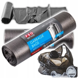 Mocne solidne worki na śmieci z folii HDPE PRO 60x70 Czarne HD 60L 20 szt.